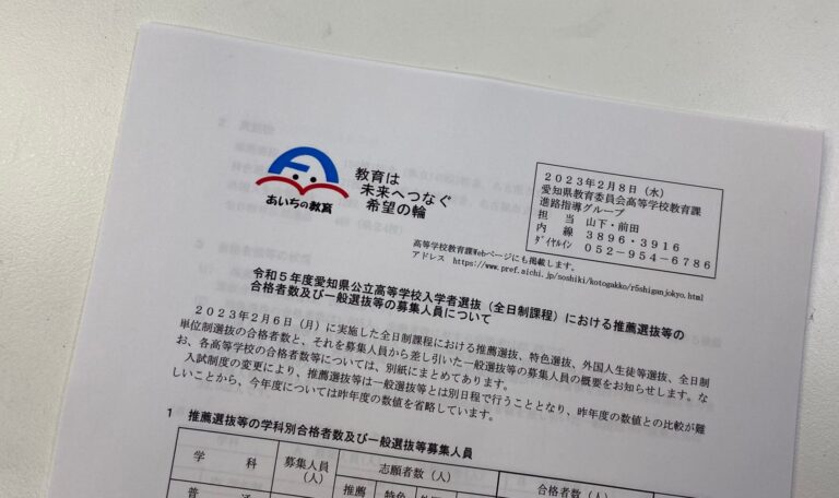 R5年 愛知県の公立高校 推薦入試の合格者数や合格率は？そして倍率ランキングは？