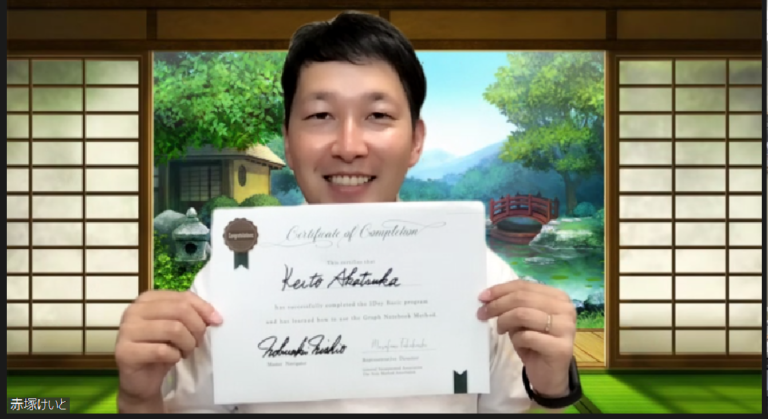 初めて会ってまだ４日目！愛知の塾仲間に「方眼ノート１Dayベーシック講座」を無事手渡せました！